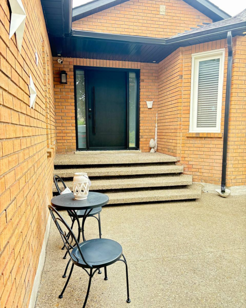 Black fiberglass entry door Winnipeg project how we modernized this brick entrance