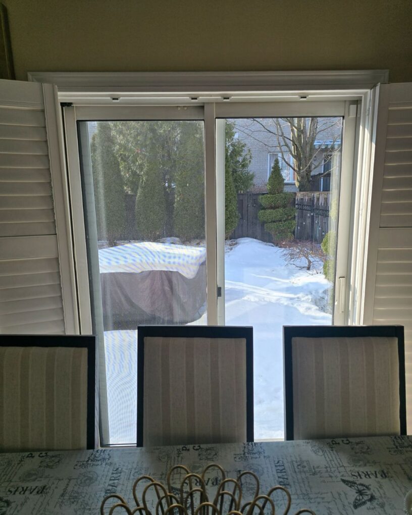 Before and after patio door replacement in Oakville
