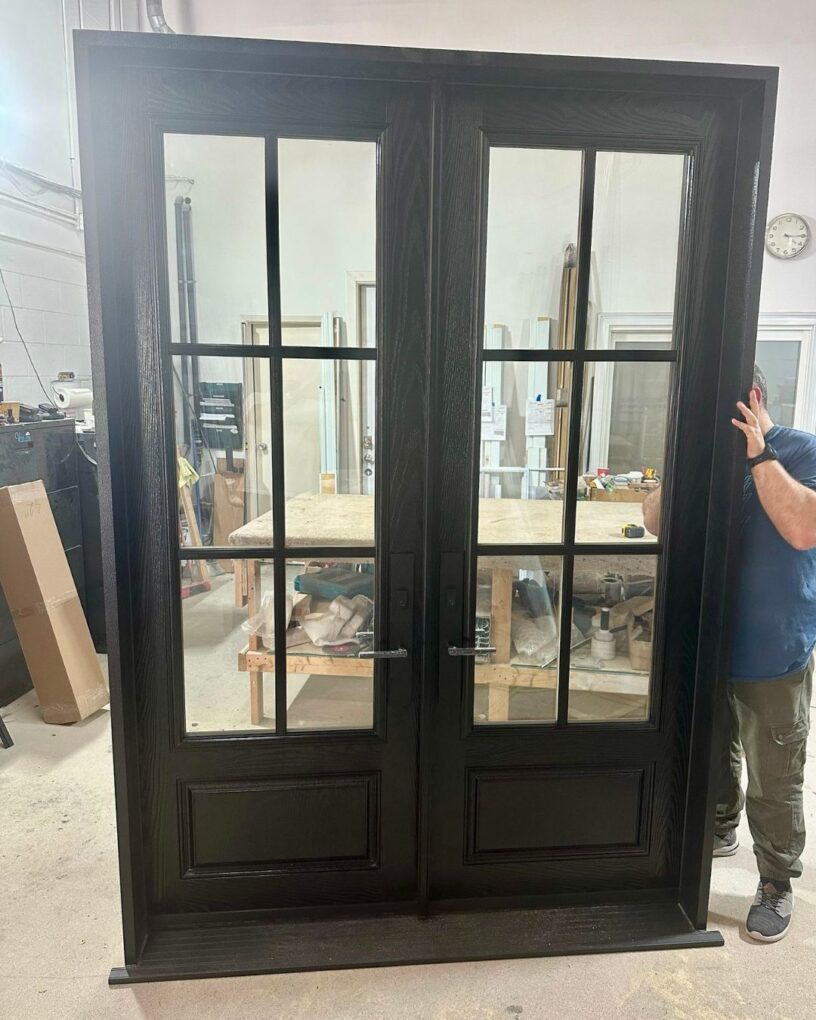 8-foot fiberglass double door heading to Michigan from the workshop