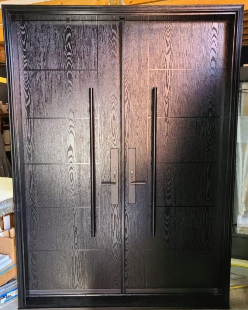 Custom black fiberglass double entry doors