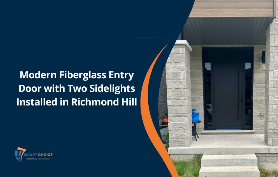 Modern Fiberglass Entry Door with Two Sidelights Installed in Richmond Hille