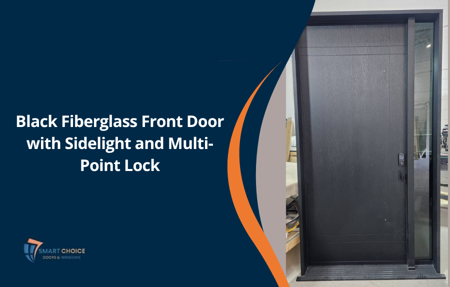 Black Fiberglass Front Door with Sidelight and Multi-Point Lock