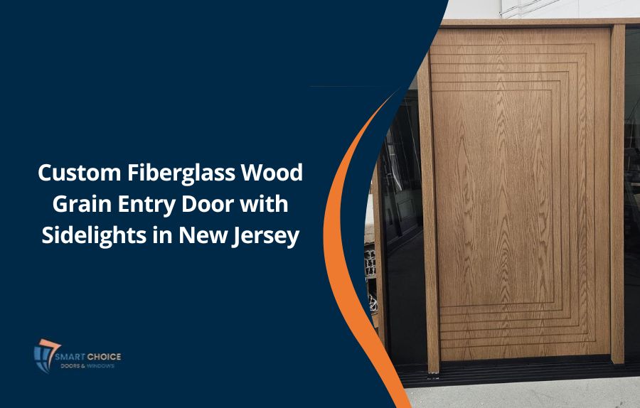 Custom Fiberglass Wood Grain Entry Door with Sidelights in New Jersey