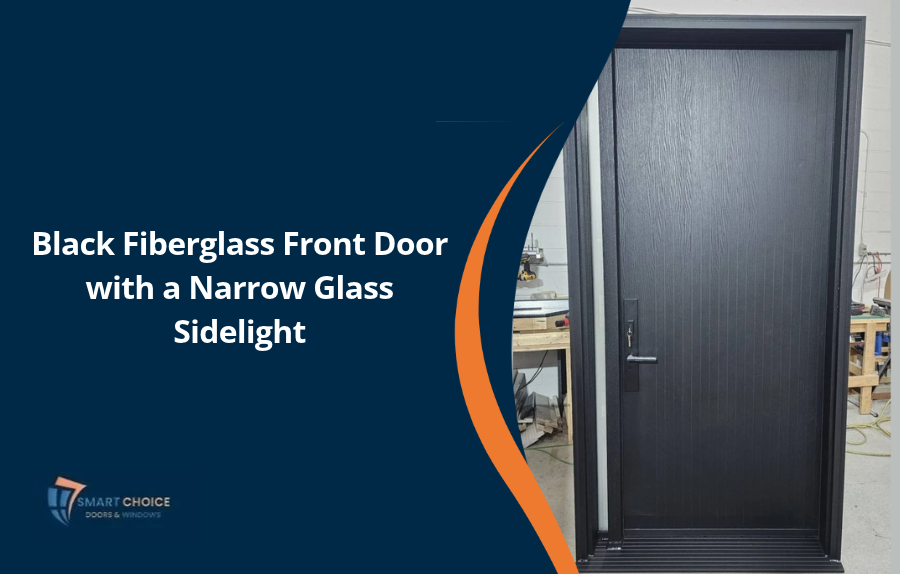 Black Fiberglass Front Door with a Narrow Glass Sidelight